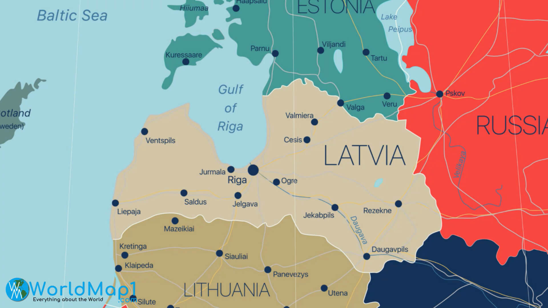 Baltic States Map with Belarus Border